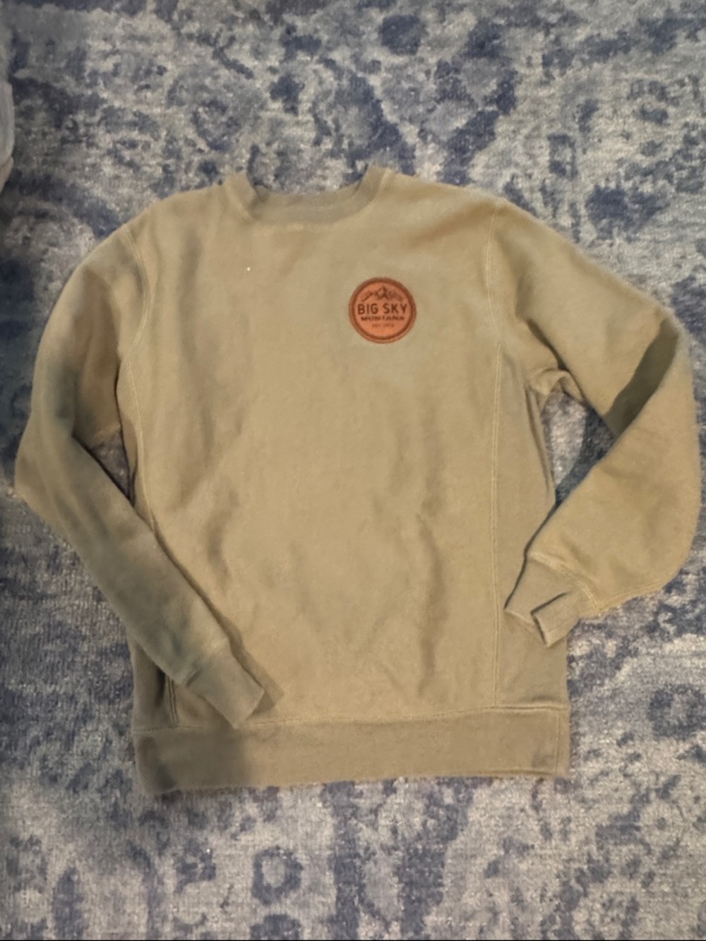 Big Sky Olive Crewneck Sweatshirt with Logo Patch